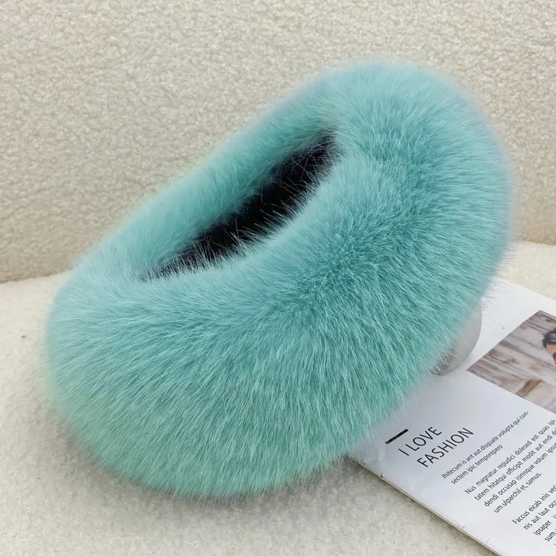 Autumn And Winter Fur No Topless Hat Hair Ring Fur Thickening - Azure