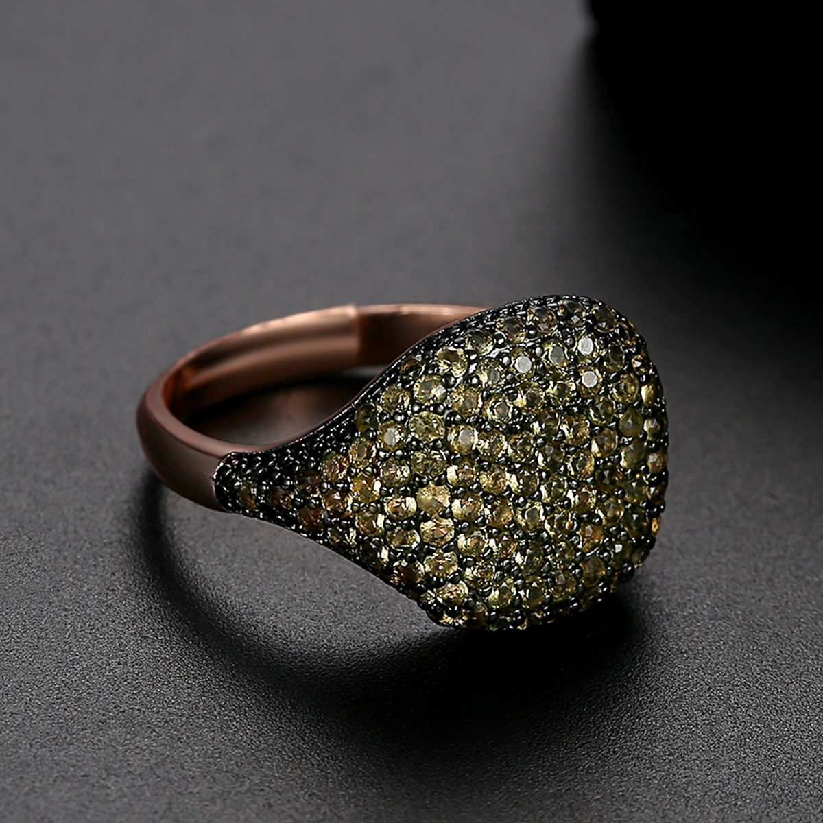 Rose Red Ring Brass Micro Inlaid Zircon RingOpen Adjustable Jewelry