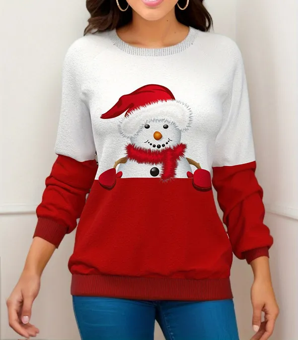 Christmas Printed Raglan Printed Sweater Element 2 M - Shop at LoveMi