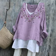 Pullover Loose Casual Long Sleeves 3D Printing - Purple - View 1