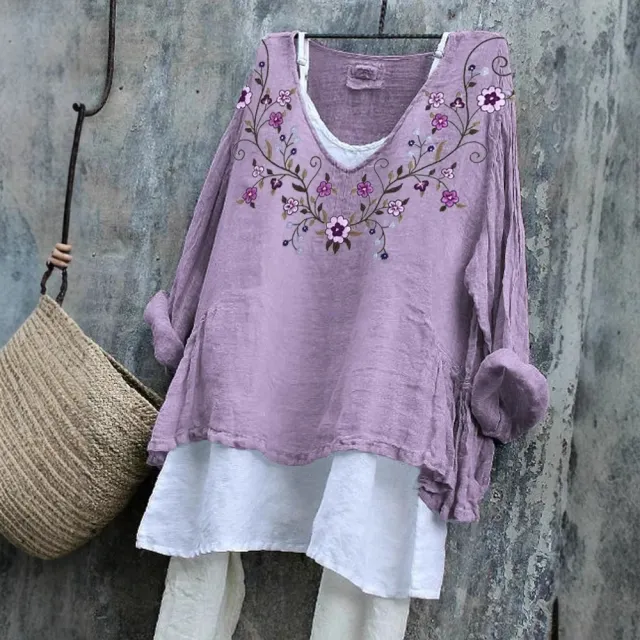 Pullover Loose Casual Long Sleeves 3D Printing Purple - Shop at LoveMi