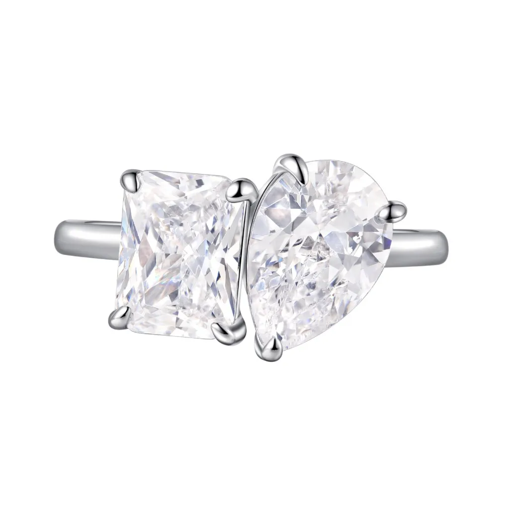 925 Sterling Silver 25 Karat Advanced Sense Simple Ring - White Gold Color