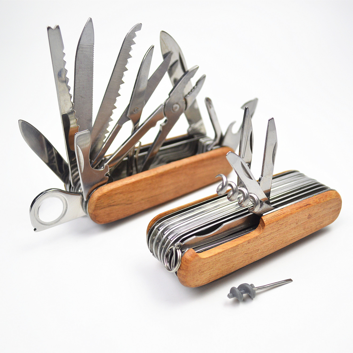 Outdoor Solid Wood Handle 17-open Multi-function Knife