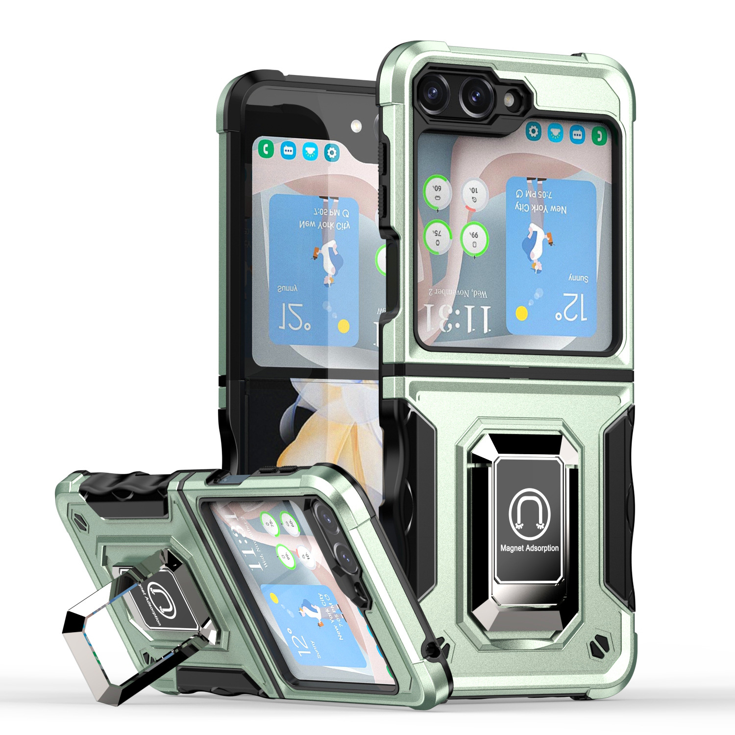 Army Flag Ring Z Flip5 ZFlip4 Magnetic Bracket Phone Case - Image 3
