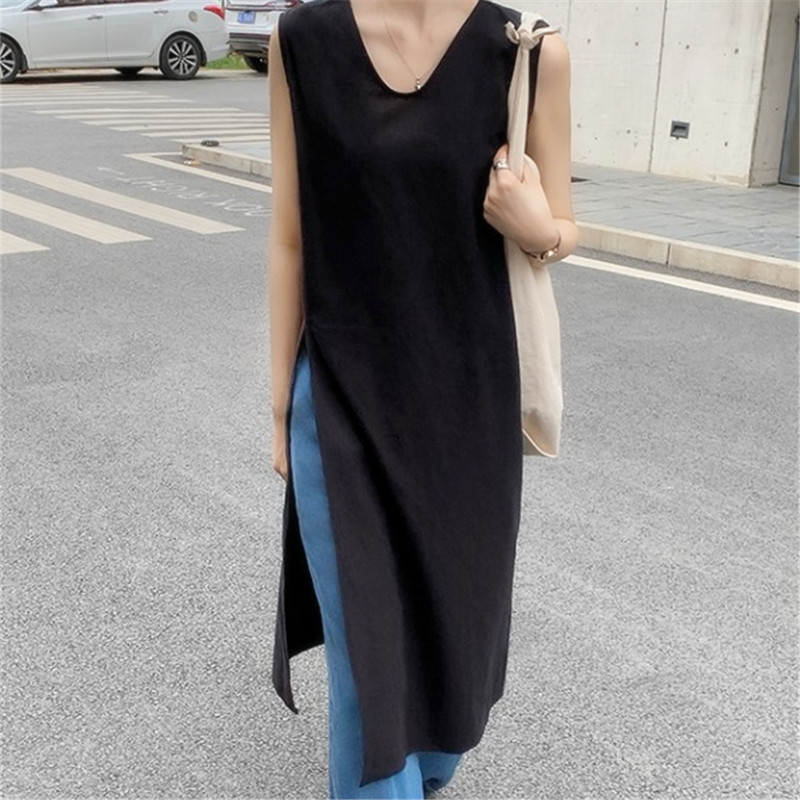 Sleeveless Minimalist V-neck Tank Dress