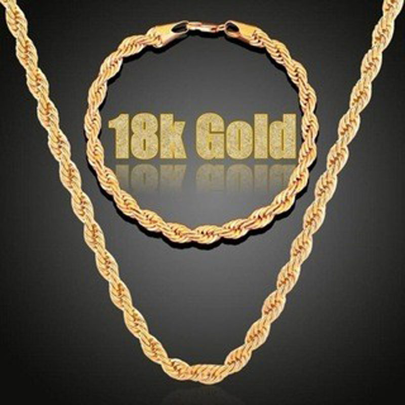 Men's Simplicity Gold Plated Twisted String Chain Suit