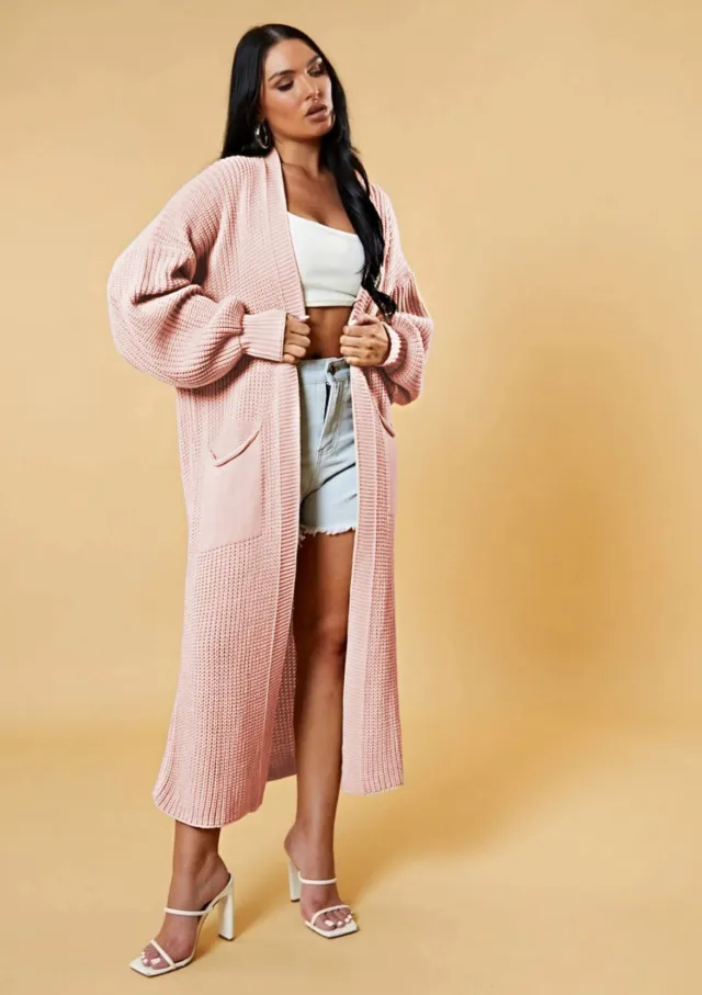 Casual Solid Color Knitwear Cross border Plus Size Loose Long Coat Sweater Pink - Shop at LoveMi