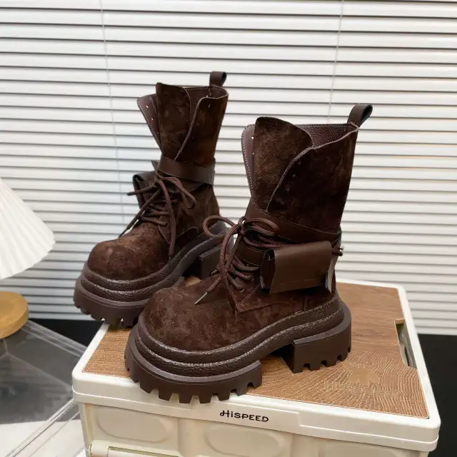 Suede Thick soled Martin Boots For Women Autumn And Winter New Fashion Coffee - Shop at LoveMi