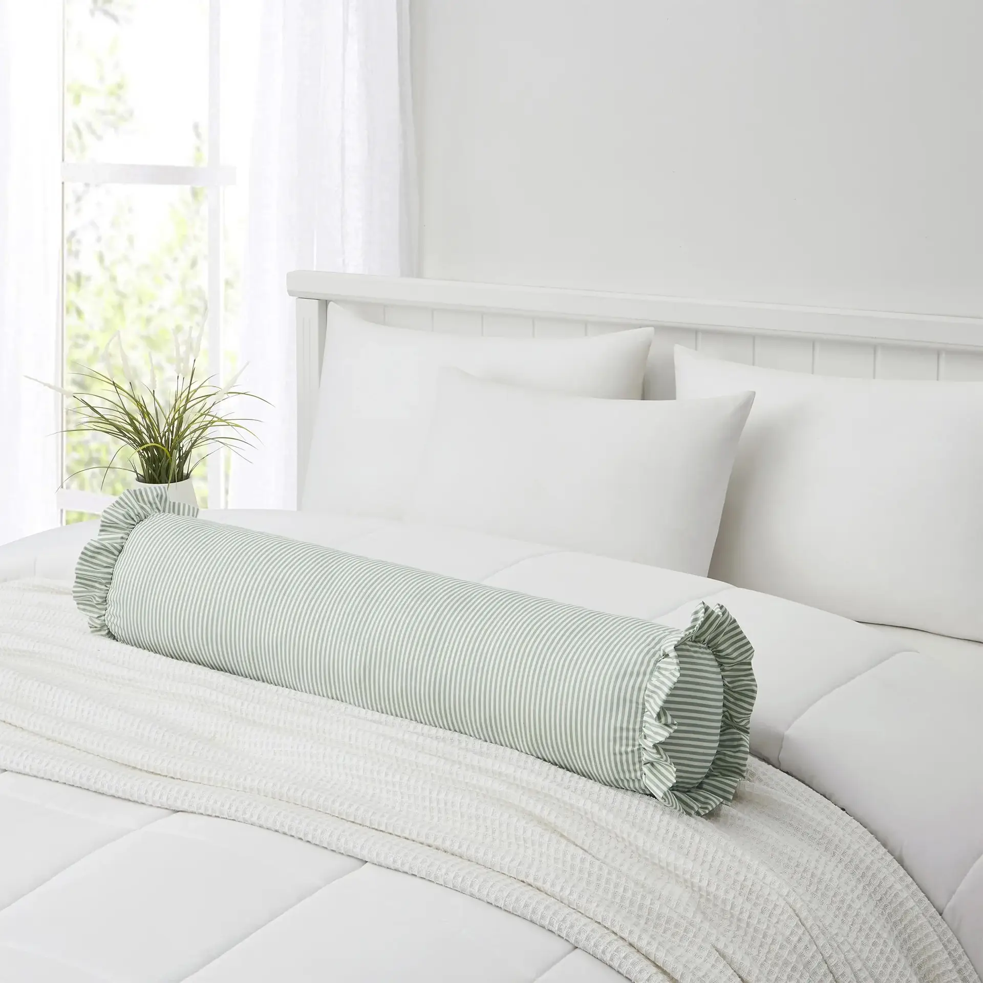 Striped Lotus Leaf Pillow Throw Pillow