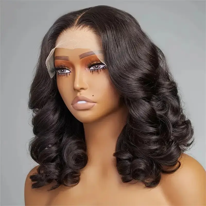 Body Wave 4x4 Transparent Lace Front Bob Wig 13x4 Human Hair