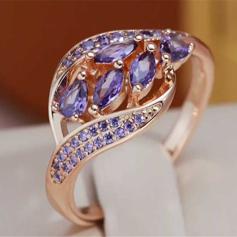 European And American Fashionable Multi-Colored Zircon Micro-Set Ring