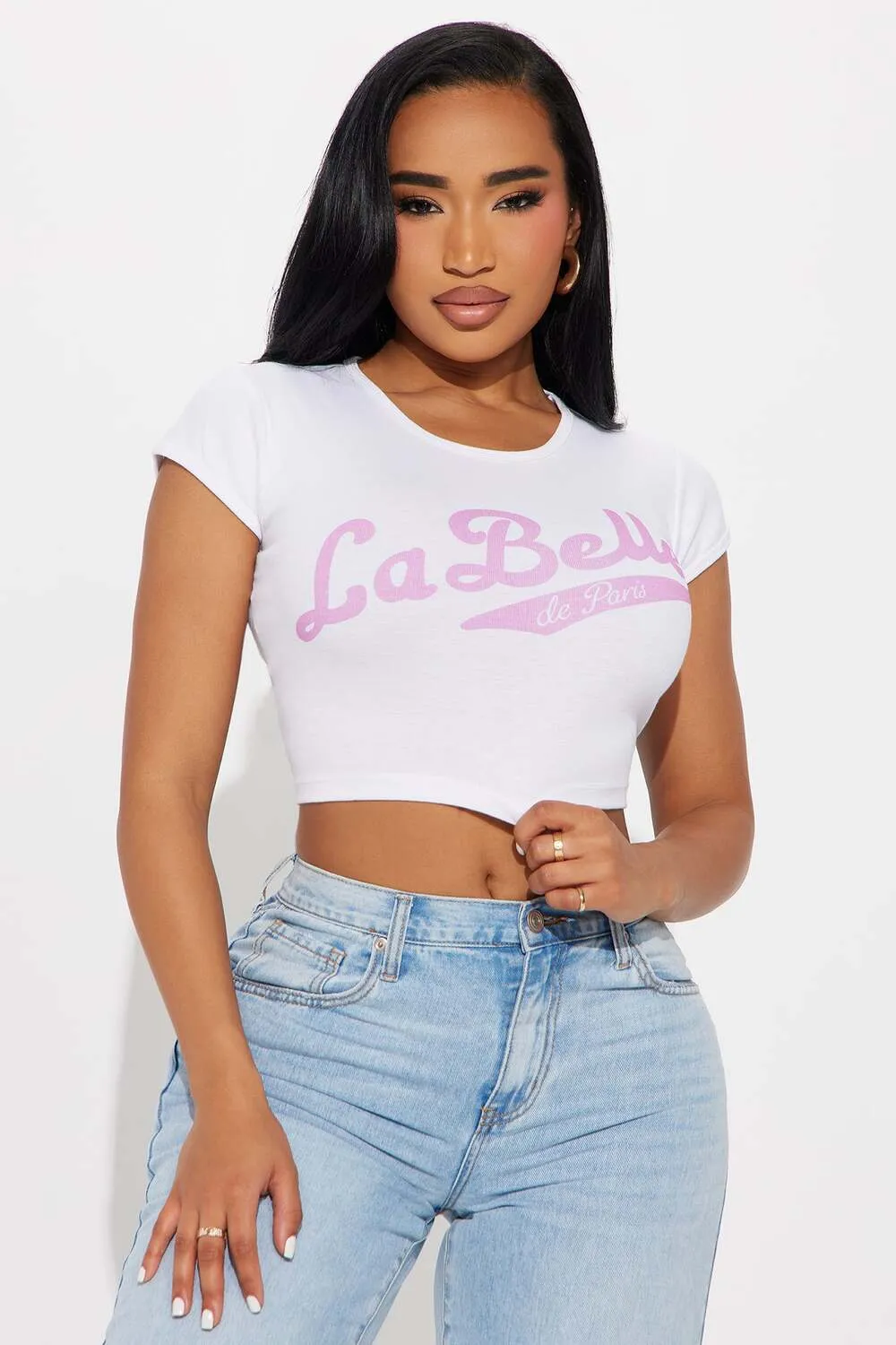 Round Neck Midriff-baring Cropped T-shirt Short Sleeve - Purple