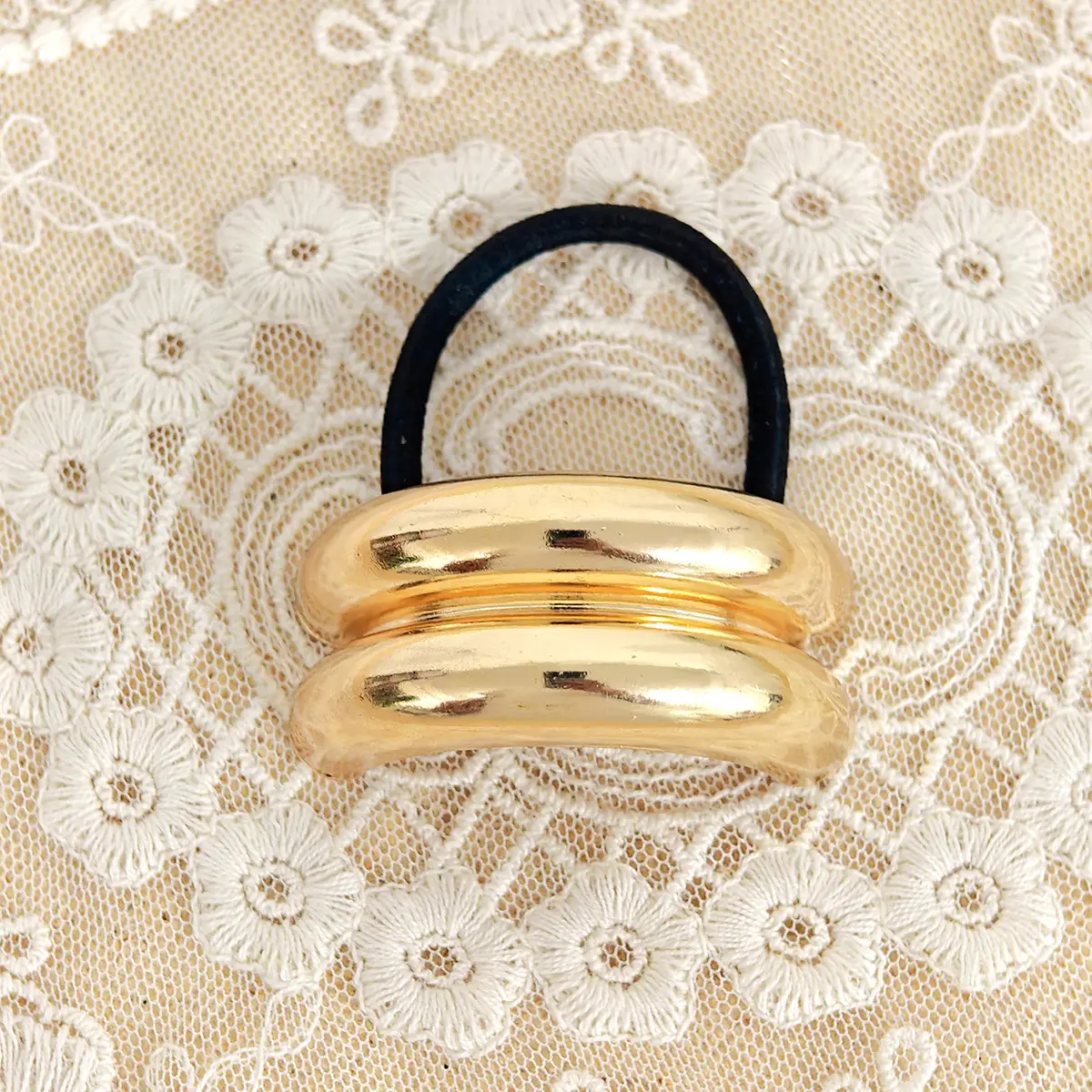 Geometric Metal Concave-convex Elastic Temperament Hair Ring