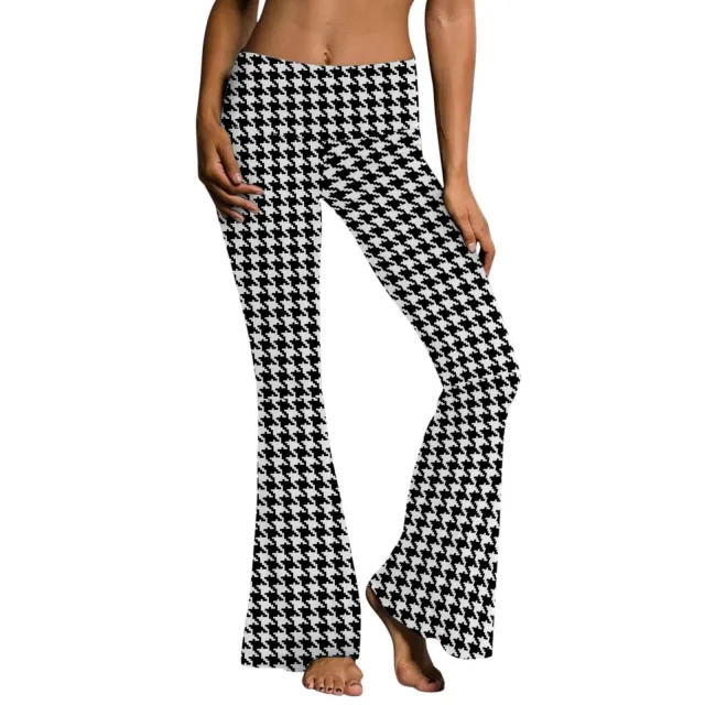 Low Waist Fashion Sports And Leisure Printed Bootcut Trousers Houndstooth Pattern - Shop at LoveMi