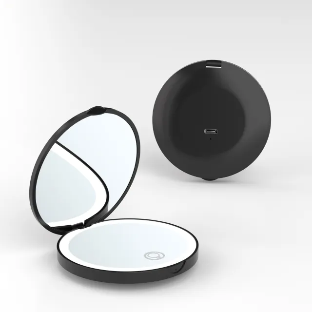 Portable Folding Led Luminous With Amplification Rechargeable Portable Led Make up Mirror Black - Shop at LoveMi