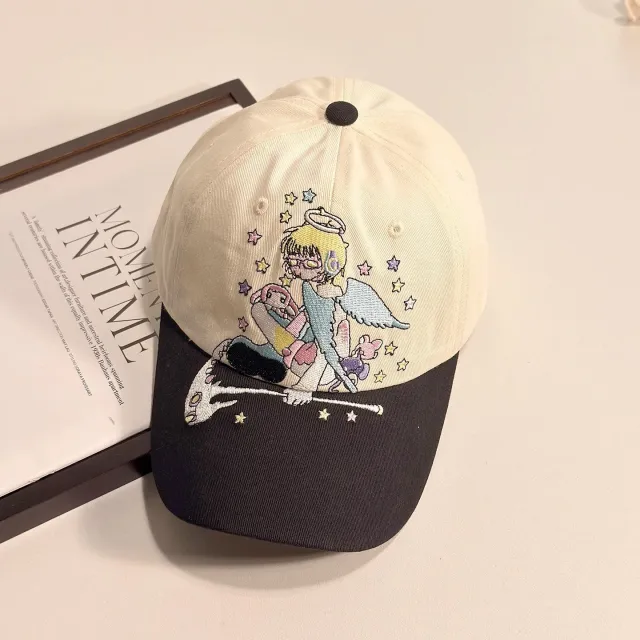 Mu Nan Orange Retro American Baseball Hat Adjustable Beige - Shop at LoveMi