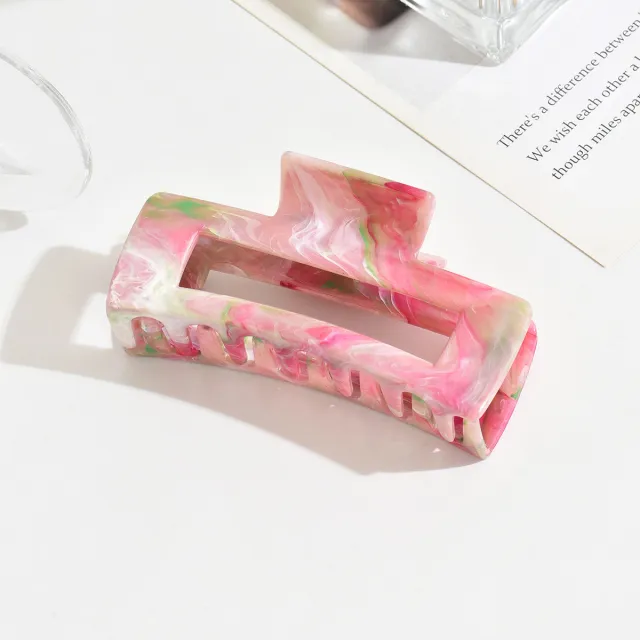 Women's Summer Marble Color Rectangular Barrettes Pink - Shop at LoveMi