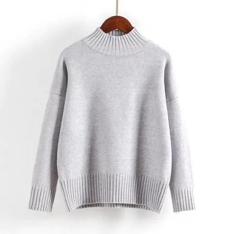 White Turtleneck Sweater Women's Pullover Gray - Shop at LoveMi