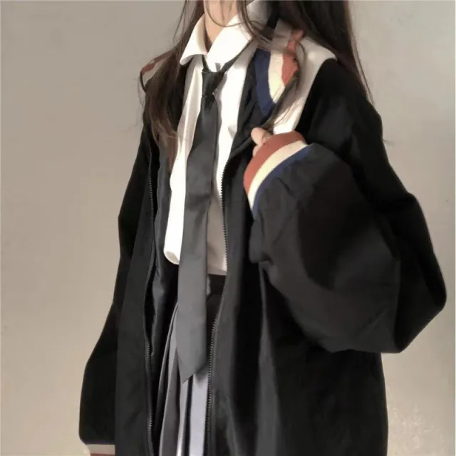 Plus Size Slimming Single breasted Color Contrast Short Coat Black - Shop at LoveMi