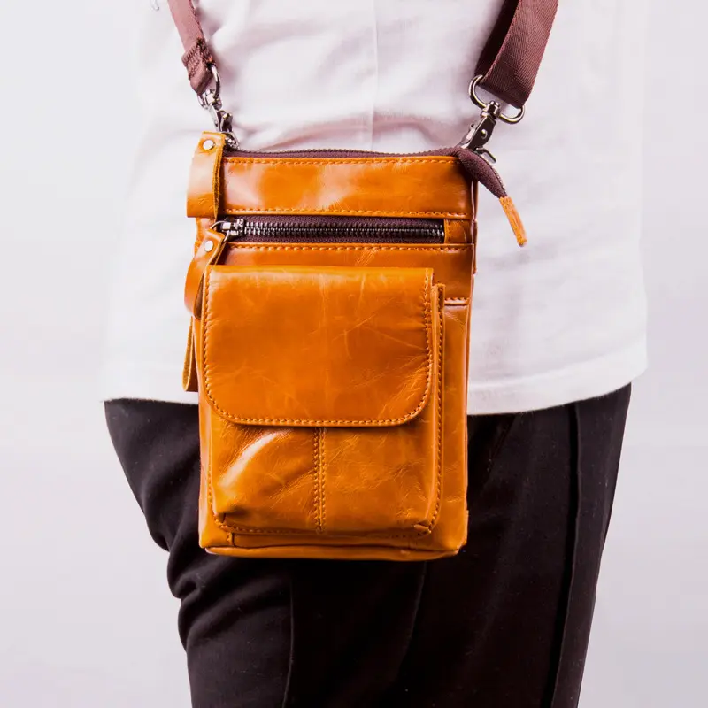 Men's Leather Pocket Multifunctional Small Bag Outdoor