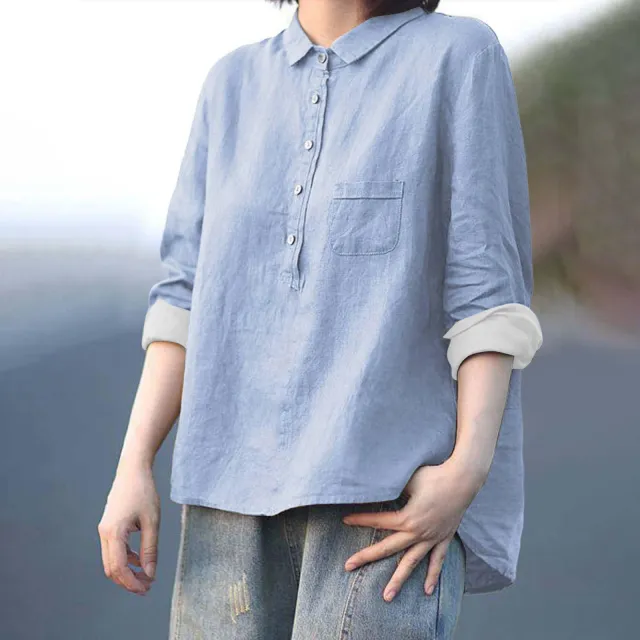 Arrival Long Sleeve Slub Linen Lapel Print Fashionable All match Pocket Lining Wjj58 Xl - Shop at LoveMi