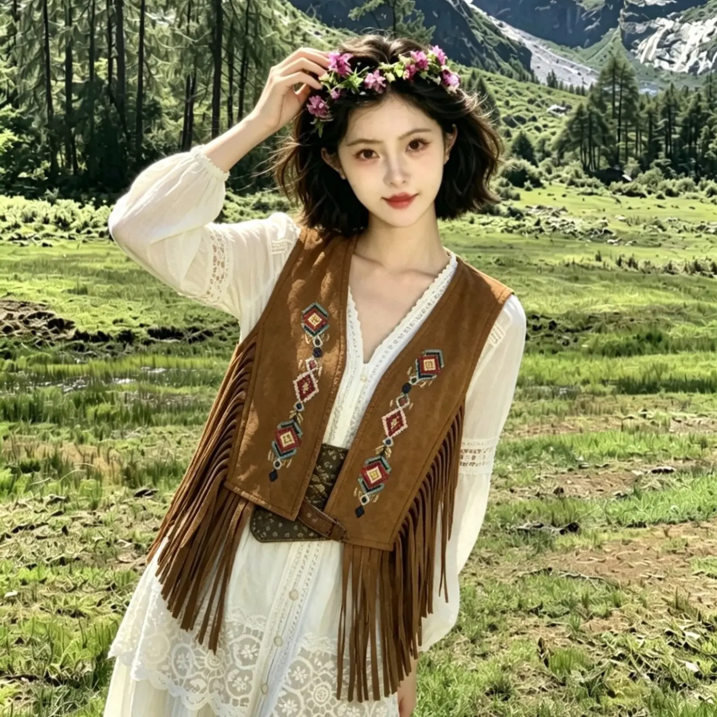 New Embroidered Cardigan With Tassels Womens Vest