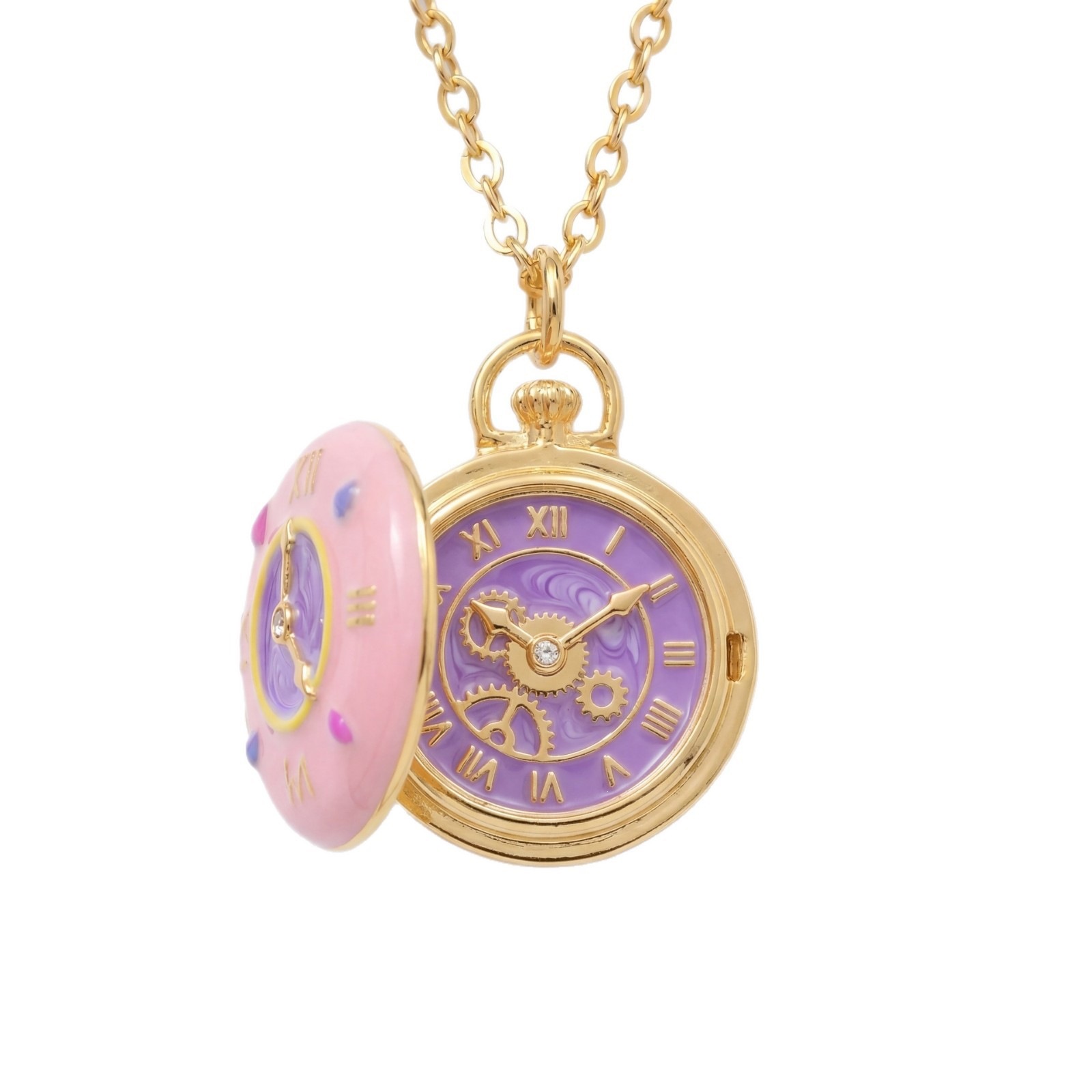 Donut Pocket Watch Necklace For Women 4