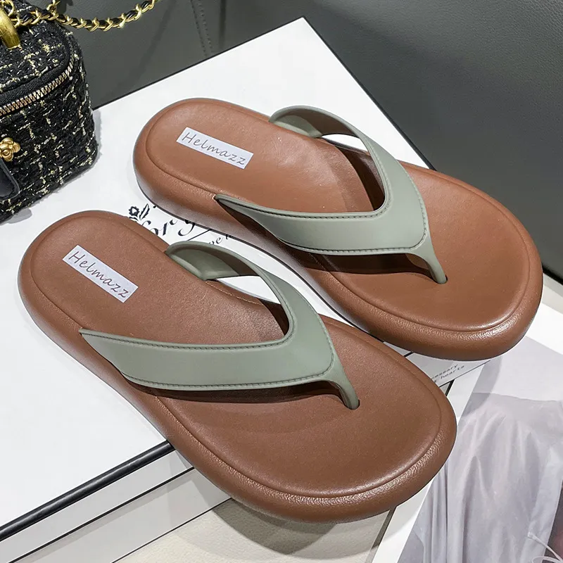 Flip-Flops Women's Summer Outdoor Comfortable Flip-flops Flat Sandals - Green