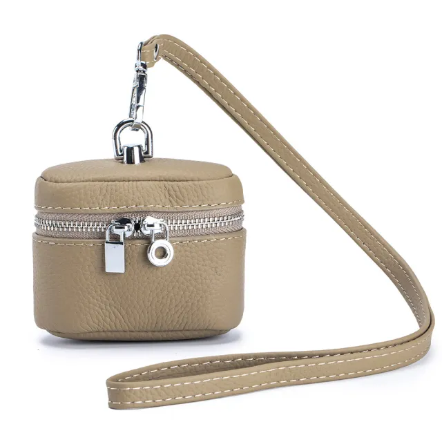 Leather Small Neck hanging Coin Purse Simple And Portable Gray - Shop at LoveMi