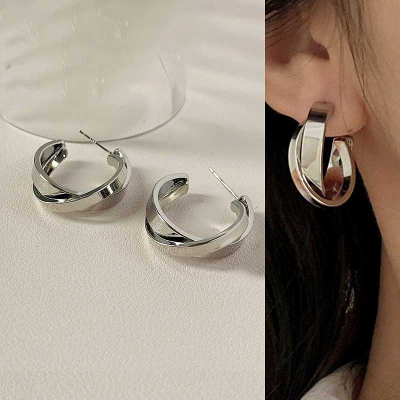Geometric Double Hoop Earrings Luxury Minority High Sense Ear Ring