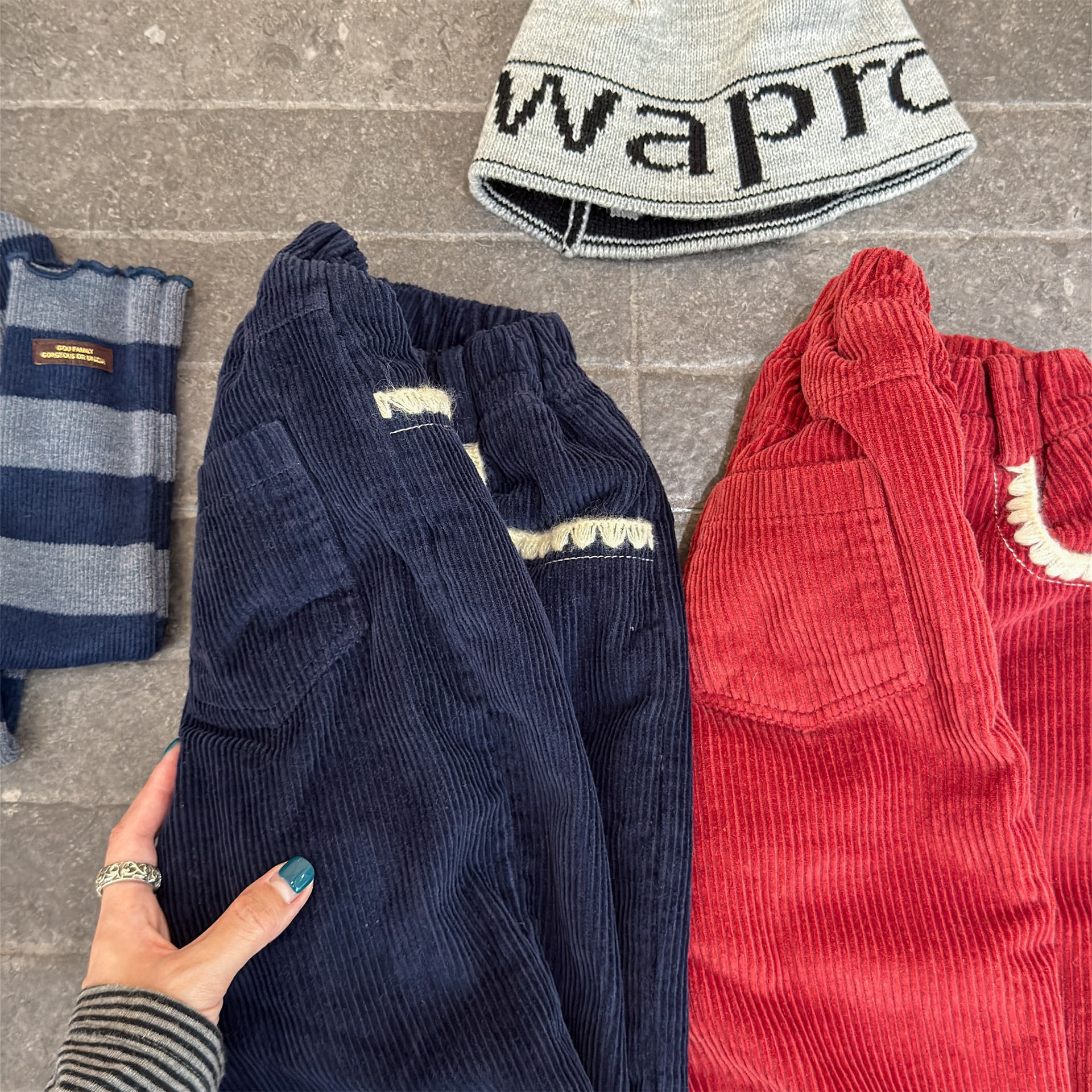 Chic Lace-Trimmed Corduroy Baby Straight-Leg Pants