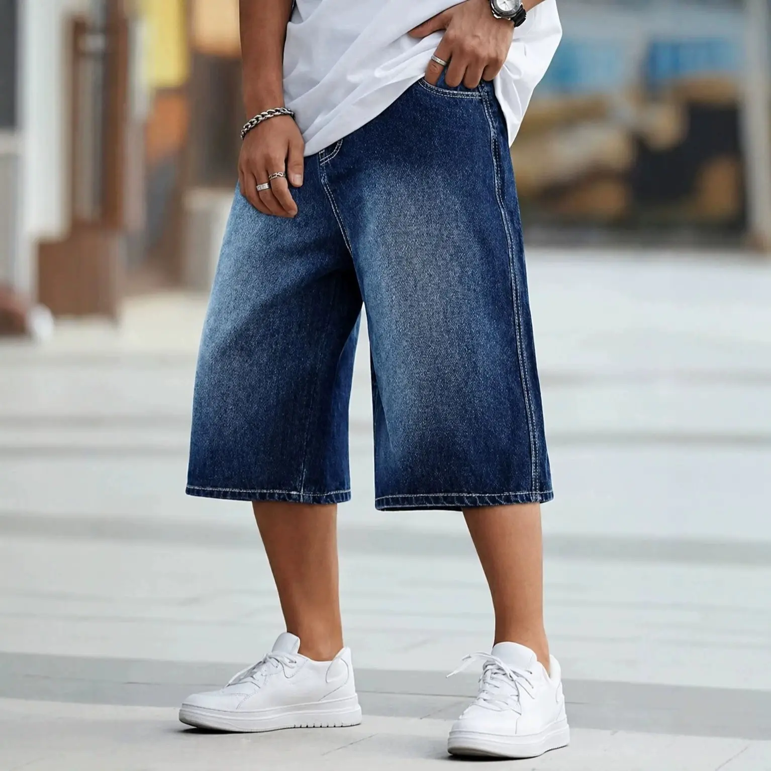 Stylis Vintage- Washed Y2K Mens Denim Shorts