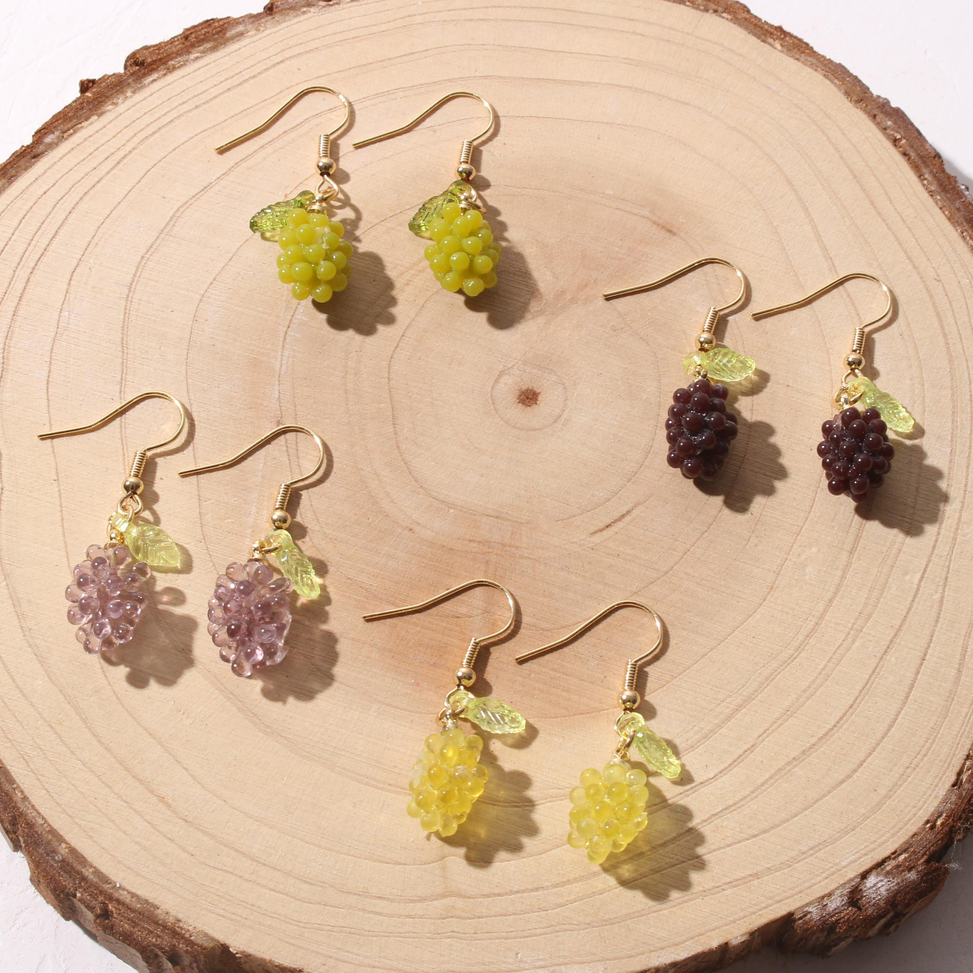 Grape Cluster Acrylic Pendant Earrings