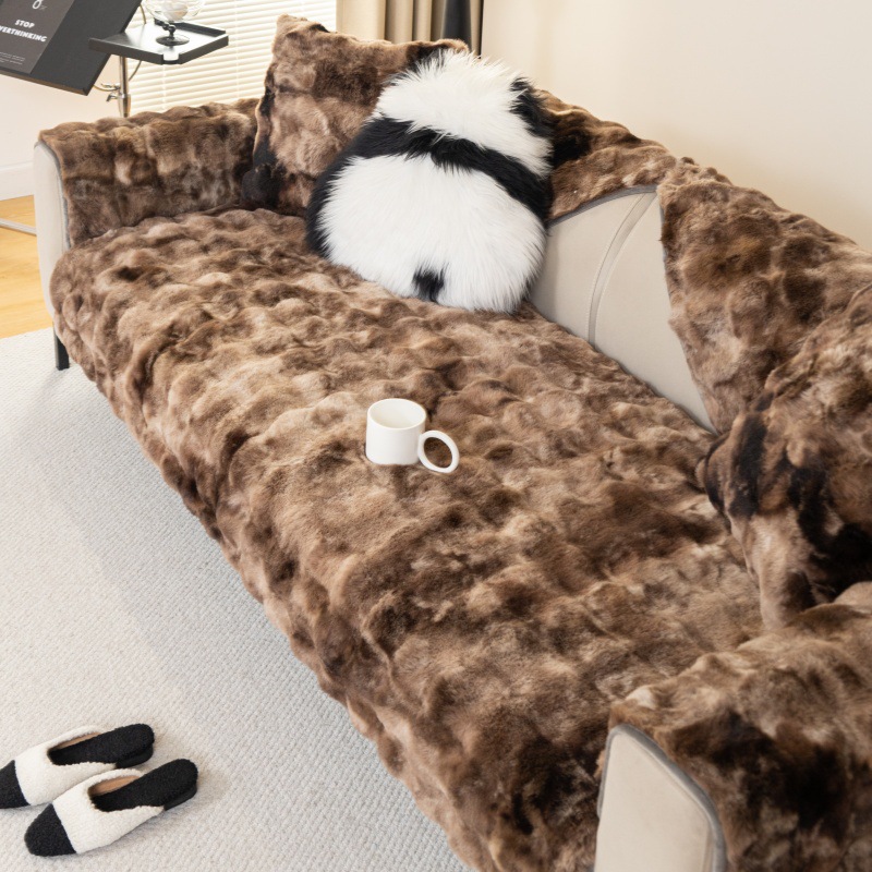 Winter Thickened Rabbit Fur Plush Sofa Cushion Non-Slip Seat Pad