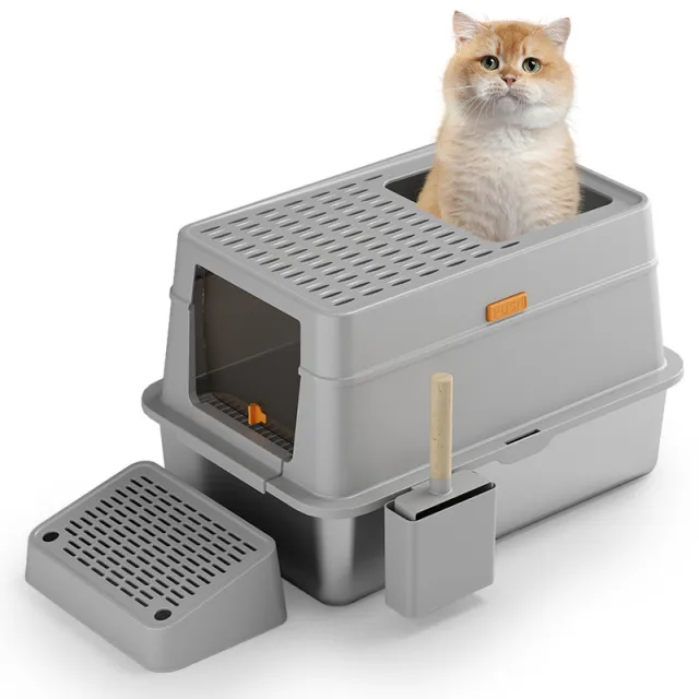 Stainless Steel Cat Toilet Large Fully Enclosed Cat Supplies Gray - Shop at LoveMi