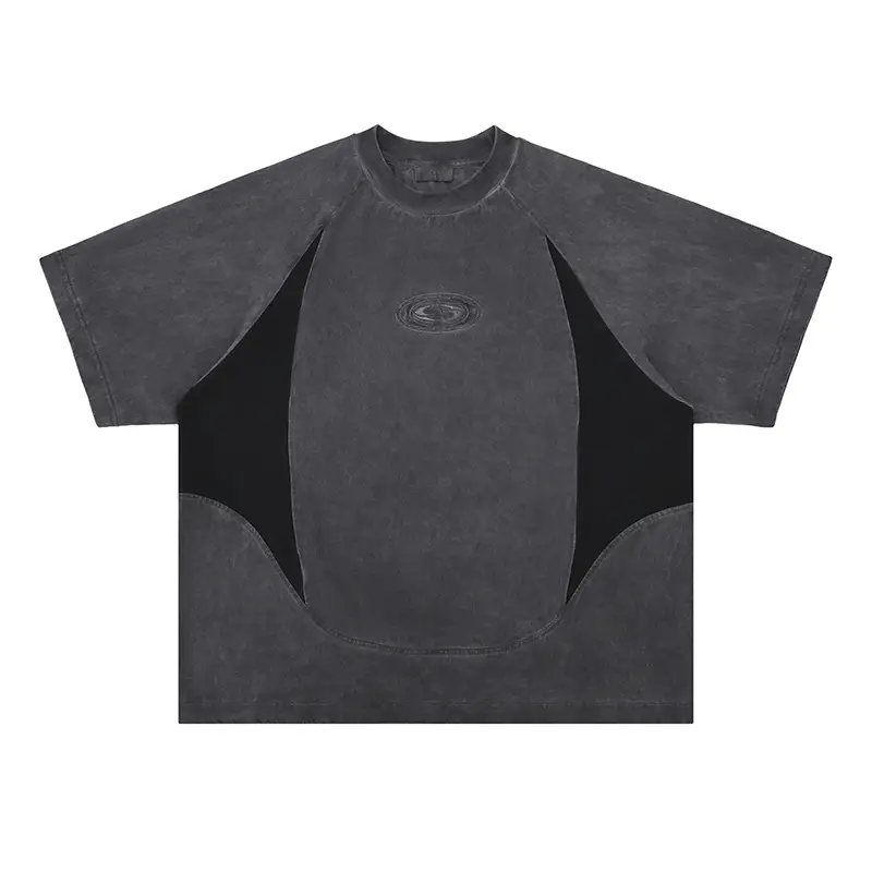 Stitching Deconstruction Function Washed Short-sleeved T-shirt