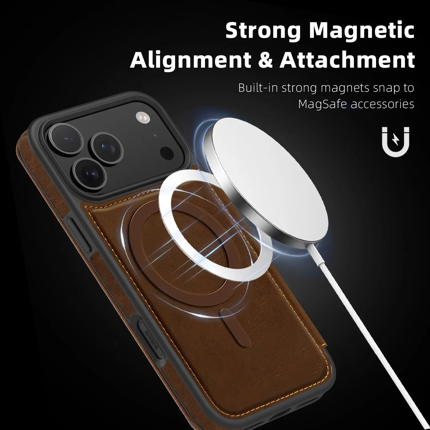 Solid-color, Minimalist, Versatile Magnetic Leather Phone Case