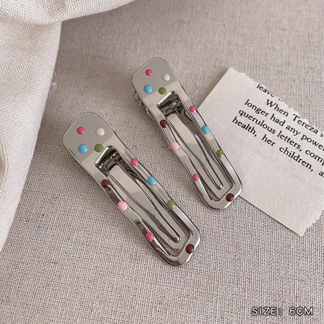 Shiny Silver Star Drop Color Wave Point Duckbill Metal Barrettes Hollow Wave - Shop at LoveMi