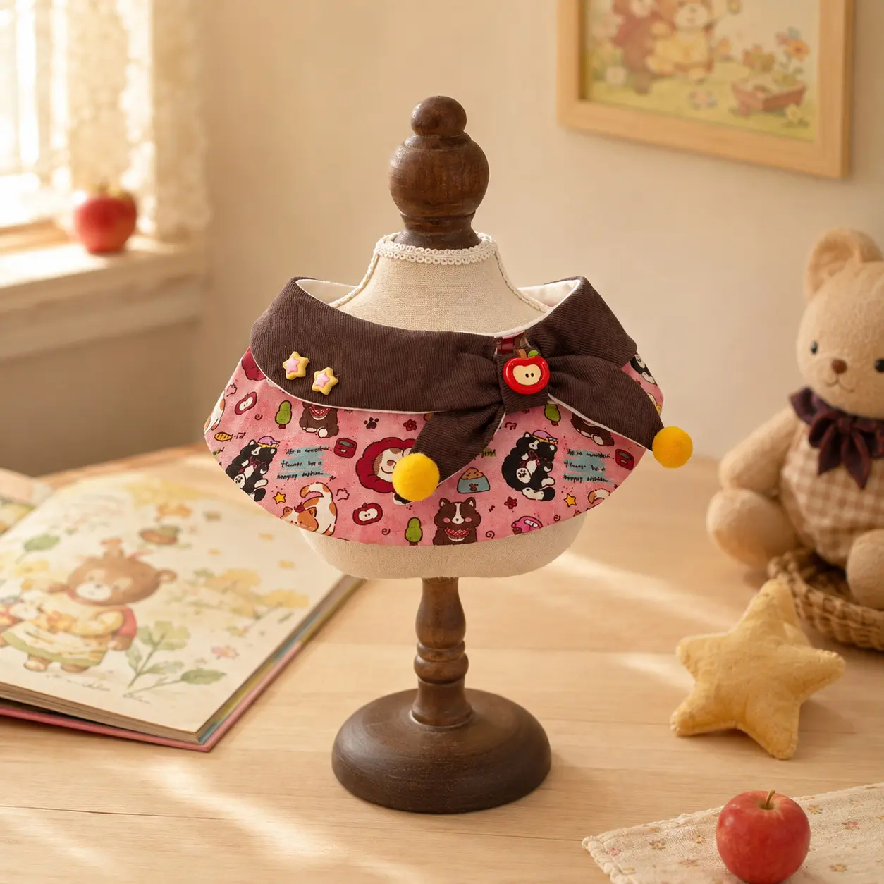 Cute Printed Large Bow-Knot Fur-Ball Cat