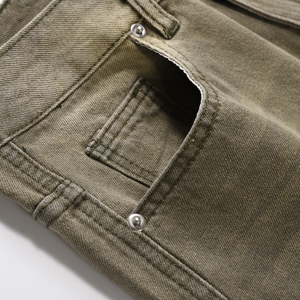 Waste Soil Washed And Worn Jeans For Men