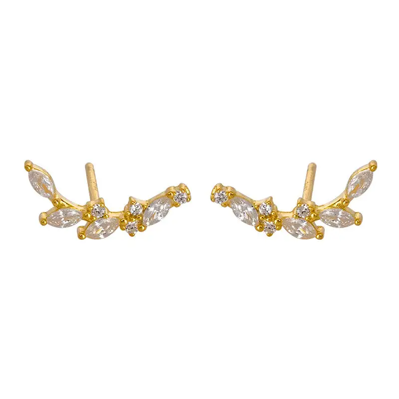 S925 Silver Mori Style Laurel Flower Stud Earrings Ins