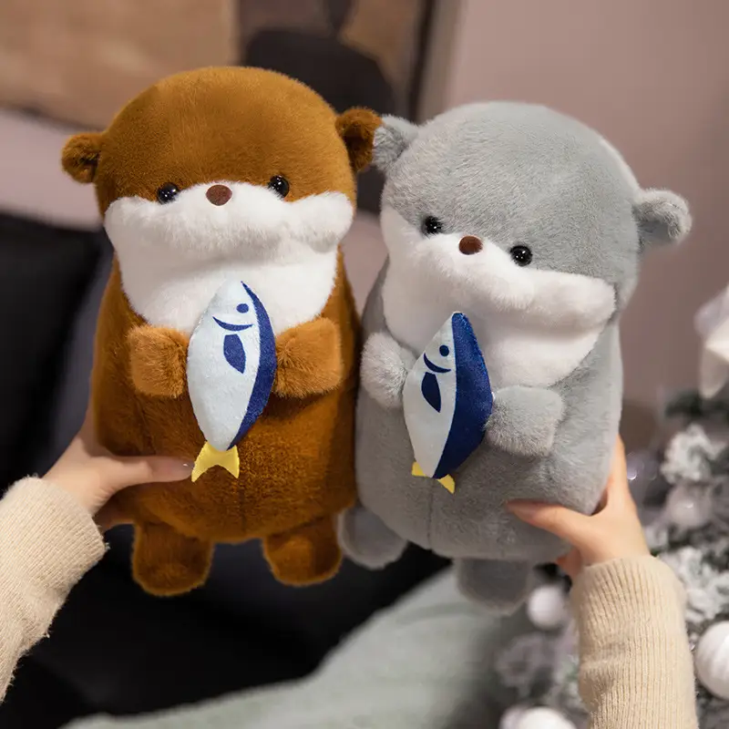 New Fish Holding Small Otter Doll Plush Doll