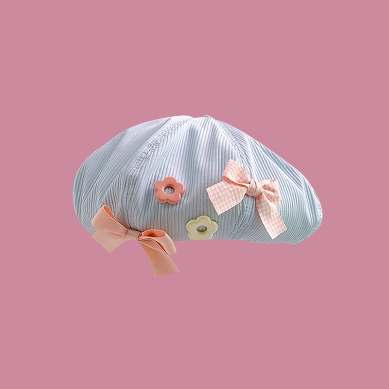 Bow Beret Female Sweet Cute Face Little Wild Clouds Octagonal Cap