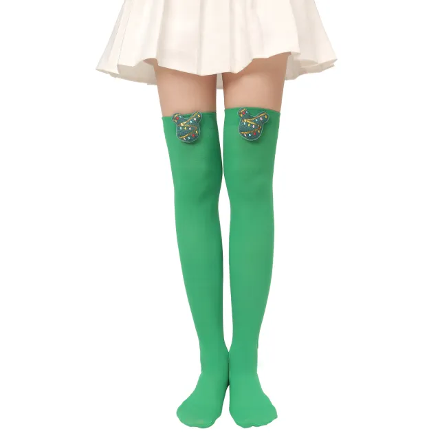 Christmas Plush Doll Knee Socks Bow Stockings Green Socks Sequins - Shop at LoveMi