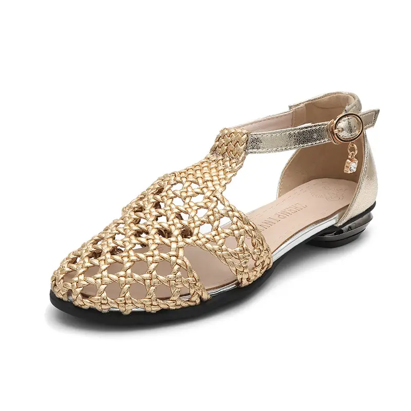 French-style Vintage Handmade Knitted Openwork Women's Shoes