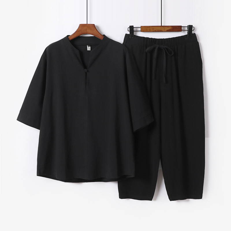 Men's Plus Size Loose Chinese Style Lay Buddhist Clothes Suit - Image 4