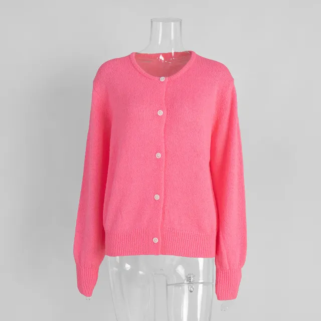 Macaron Color Sweater Cardigan For Women Rose Red - Shop at LoveMi