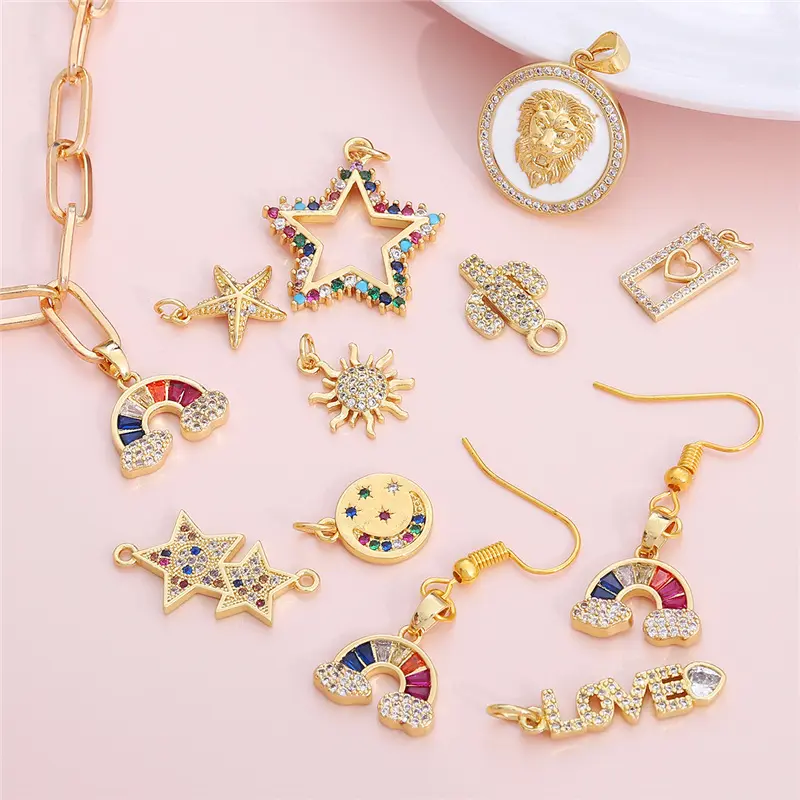 Copper Inlaid Zircon Five-pointed Star Face Alloy