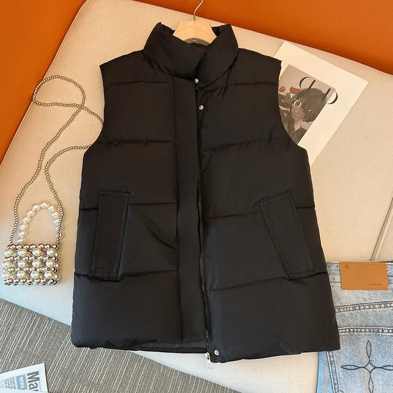 Down Cotton Vest Women's Short Korean Style Autumn And Winter - Black