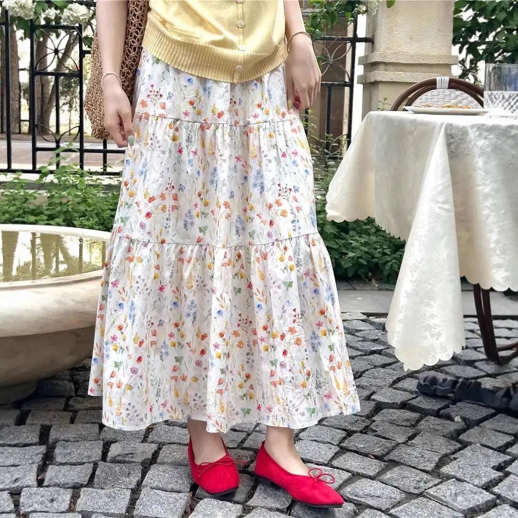 Floral Tea-party High-waist Skirt For Women